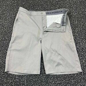Greg Norman Golf Shorts Men 30 Gray Chino Pockets Flat Front Outdoor‎